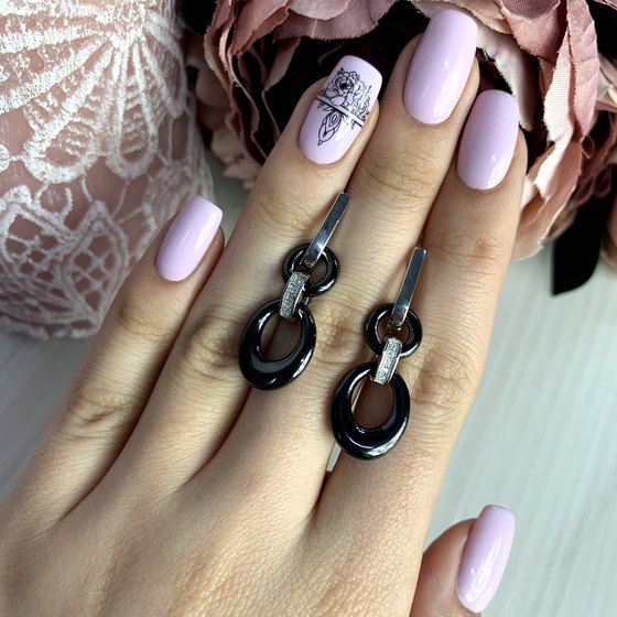 Silver earrings with ceramics