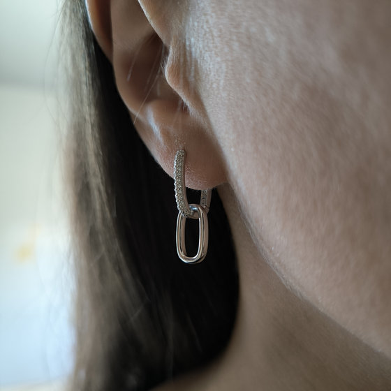 Silver earrings with Phianites