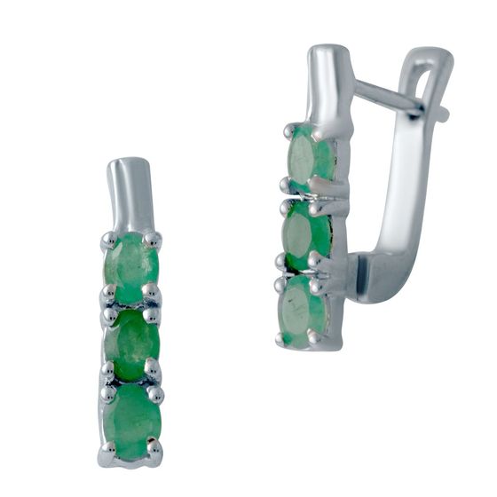 Срібні сережки зі смарагдом 1.133ct