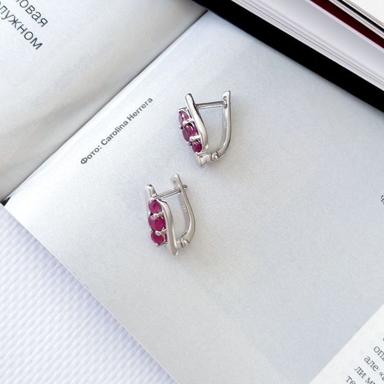 Срібні сережки з рубіном 1.483ct