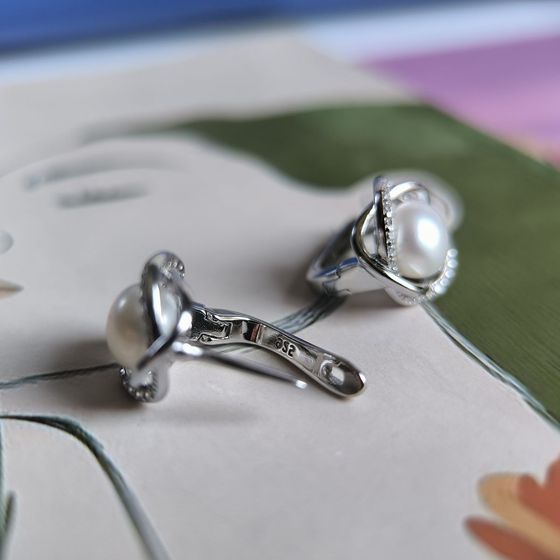 Silver Earrings with Pearls