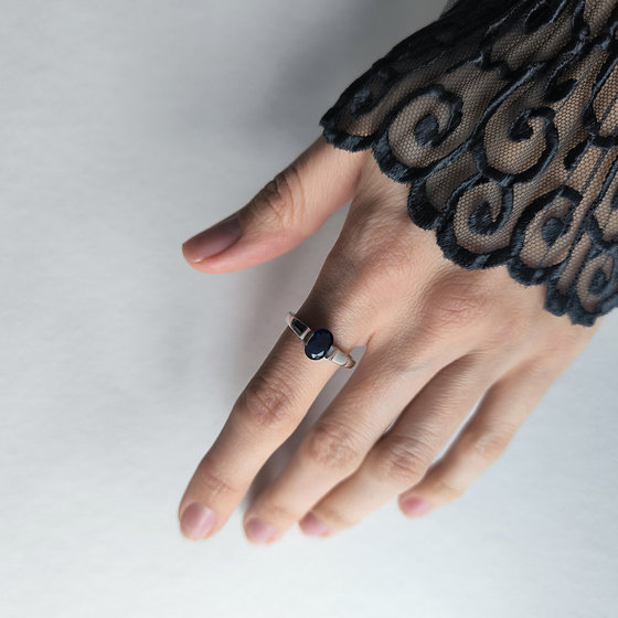 Silver ring with a 0.907-carat nano sapphire