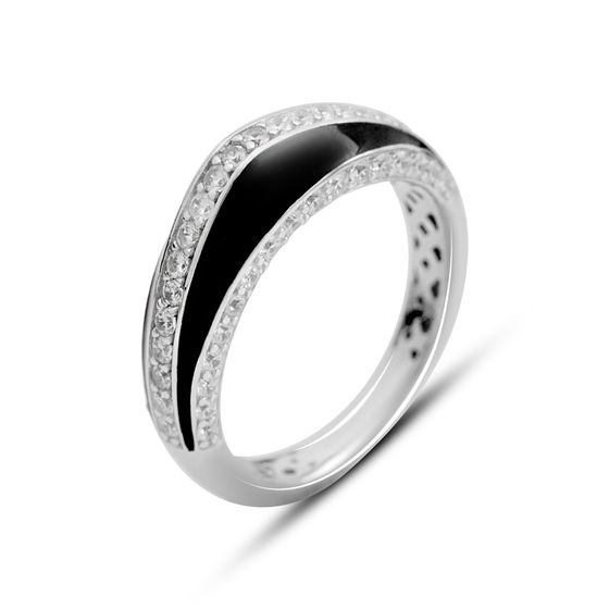 Silver ring with phianites, semallu