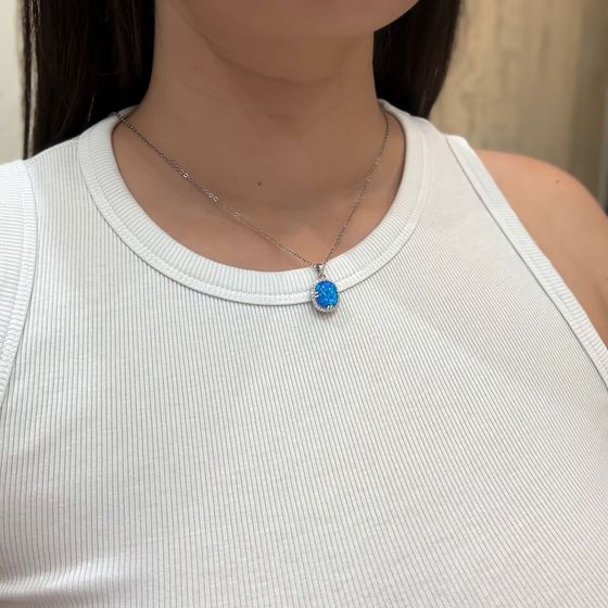 Срібна підвіска з опалом 2.733ct, фіанітами