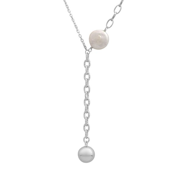 Silver necklace with baroque pearls