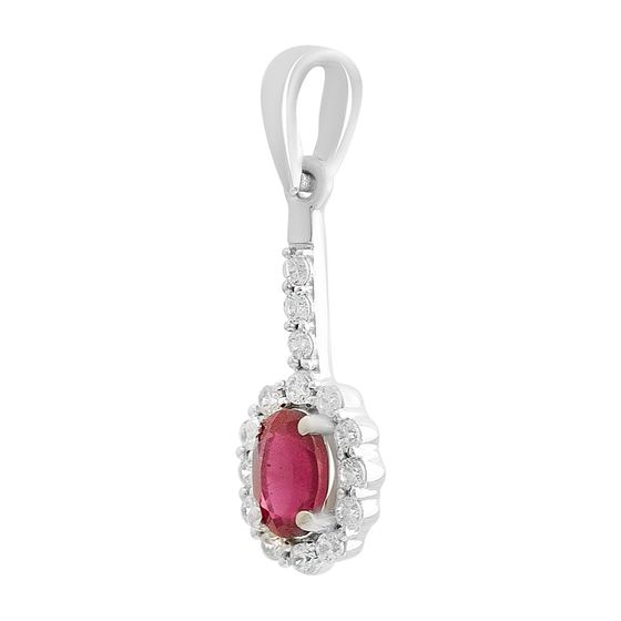 Silver pendant with a 1.113-carat ruby and cubic zirconia