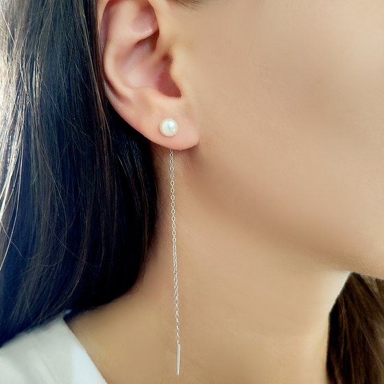 Silver Earrings with 2 ct Pearls