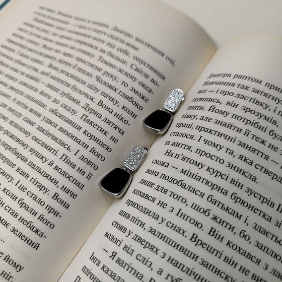 Silver earrings with onyx