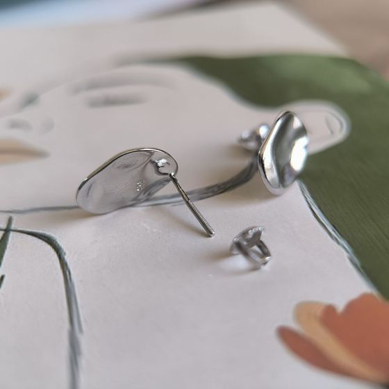 Silver earrings without stones
