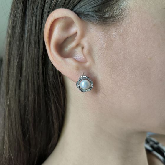 Silver Earrings with Pearls