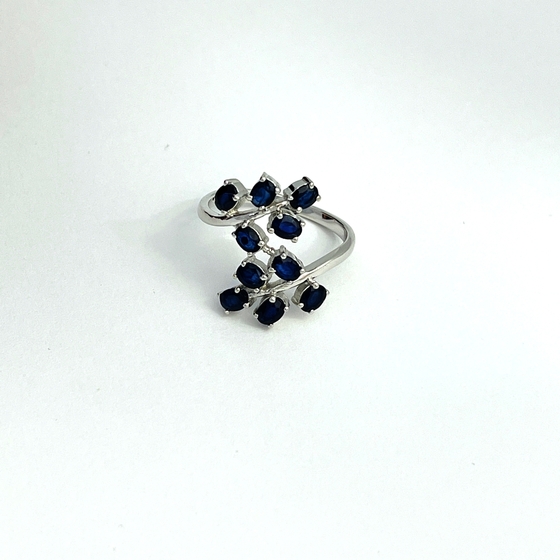 Silver ring with sapphire
