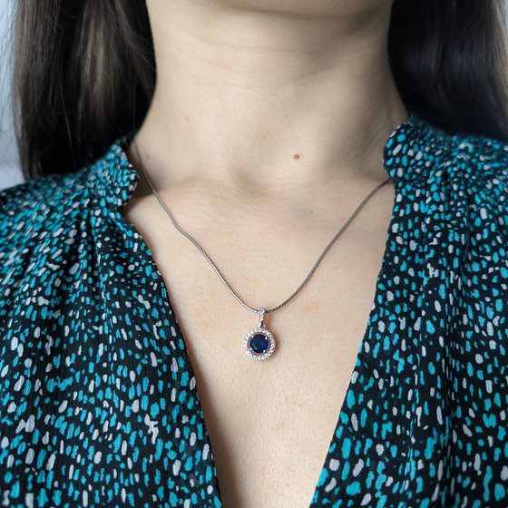 Срібна підвіска з сапфіром nano 0.9ct