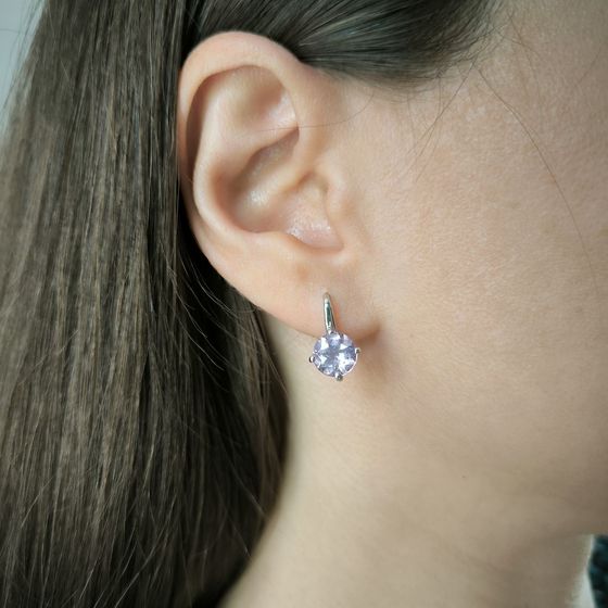 Silver earrings with amethyst