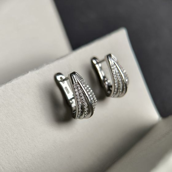 Silver Earrings with Fianites