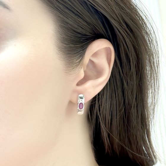 Срібні сережки з рубіном 1.163ct