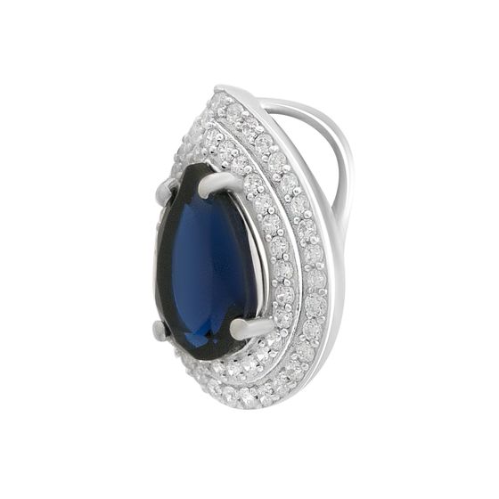 Серебряная подвеска с сапфиром nano 2.221ct, фианитами