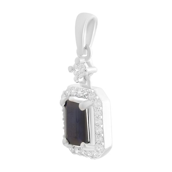 Silver pendant with 5.58ct sapphire, cubic zirconia
