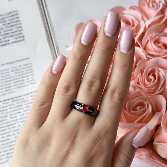 Silver ring with ceramics