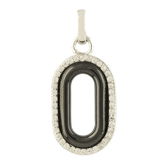 Silver pendant with ceramic and cubic zirconia