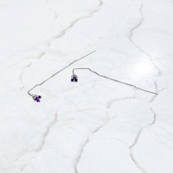 Срібні сережки з аметистом 0.482ct