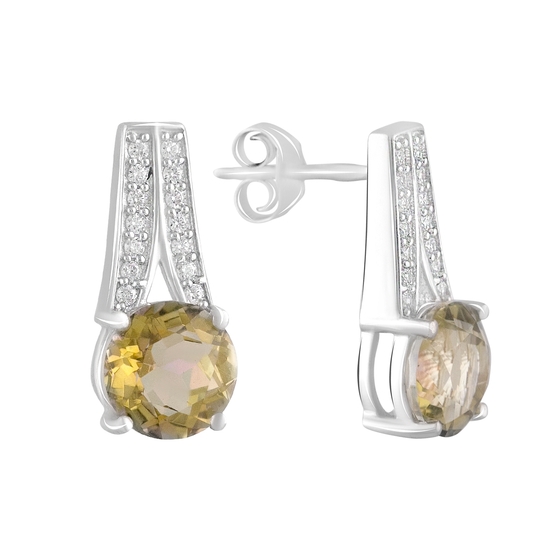 Silver earrings with citrine nano 5.8ct, phianites