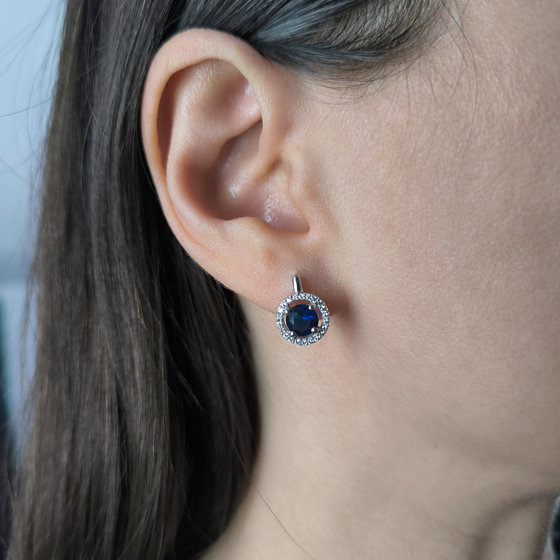 Silver earrings with sapphire nano 1.747ct