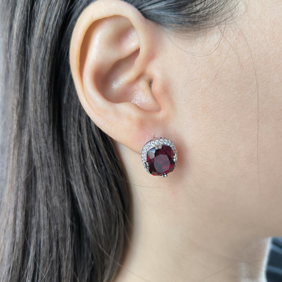 Silver earrings with nano garnet 9.39ct