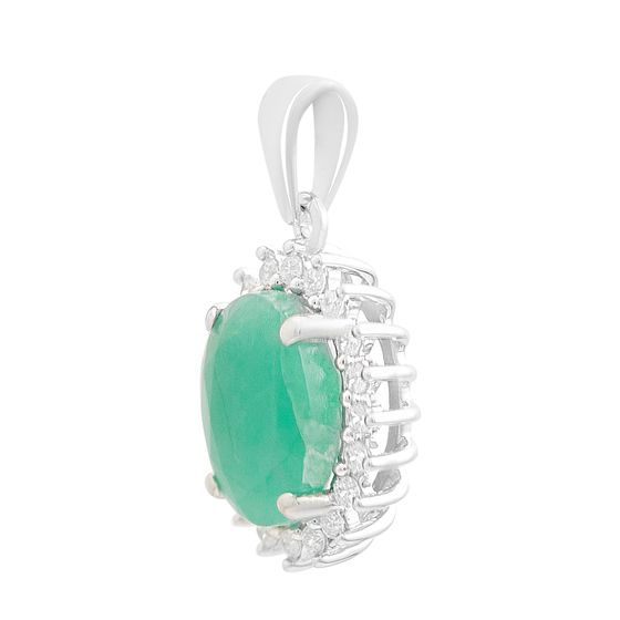 Silver pendant with 2.699ct emerald and cubic zirconia