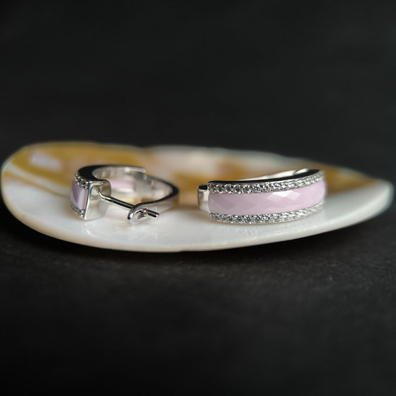 Silver earrings with ceramics