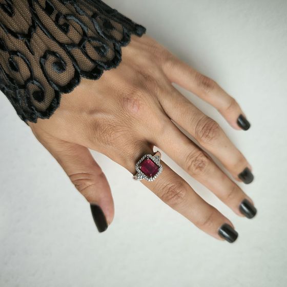 Silver ring with ruby