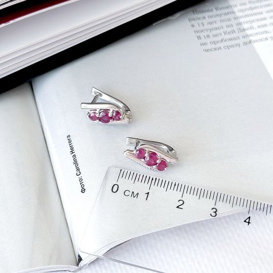 Срібні сережки з рубіном 1.483ct