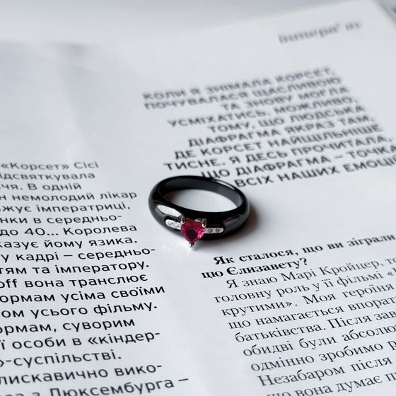Silver ring with ceramics