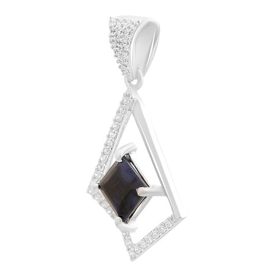 Silver pendant with 1.859ct sapphire, cubic zirconia