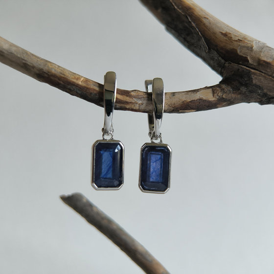 Silver Earrings with a 6.264ct Sapphire