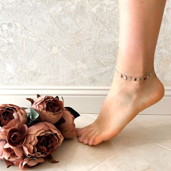 Silver leg bracelet without stones