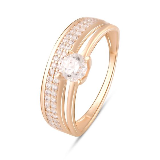 Золота каблучка з фіанітами 0.68ct