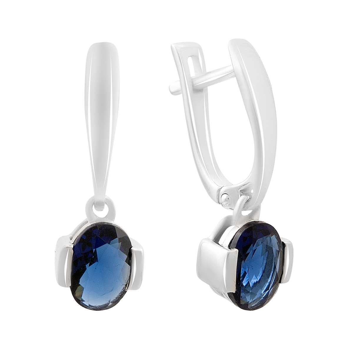 Silver earrings with a 1.825-carat nano sapphire