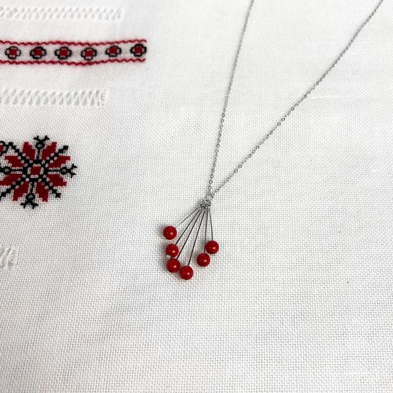 Silver necklace with coral