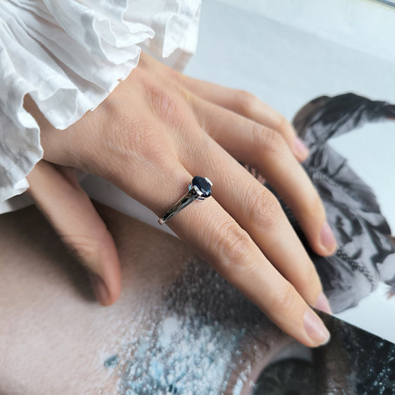 Silver ring with a 0.907-carat nano sapphire