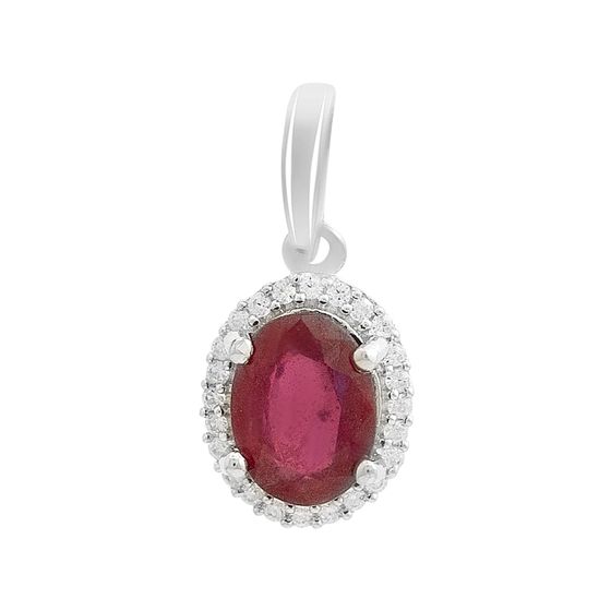 Серебряная подвеска с рубином 1.729ct, фианитами