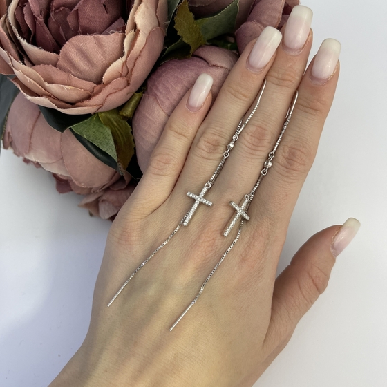 Silver Earrings with Fianites