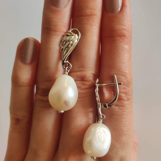 Sterling silver earrings with baroque pearls 29.025ct
