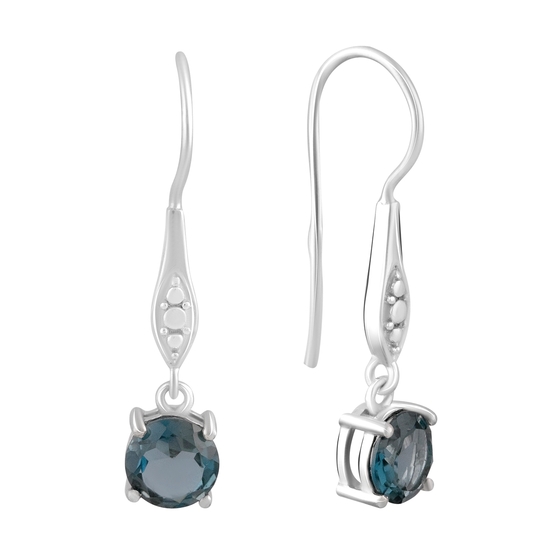 Silver earrings with topaz London Blue 2.8ct